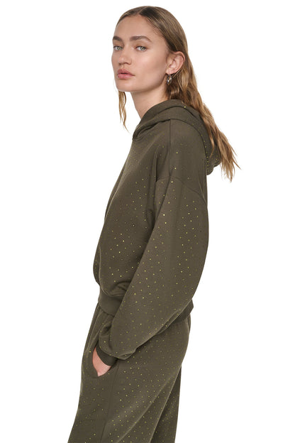 RHINESTONE HOODIE Chestnut/Light Bronze | DKNY