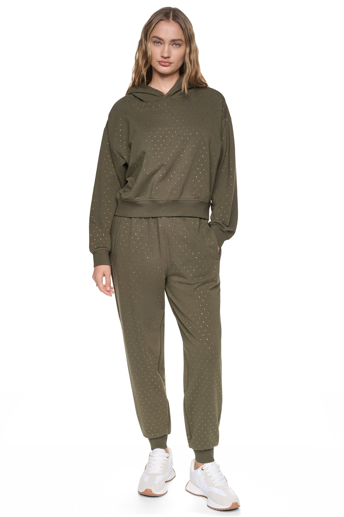 RHINESTONE HOODIE Chestnut/Light Bronze | DKNY