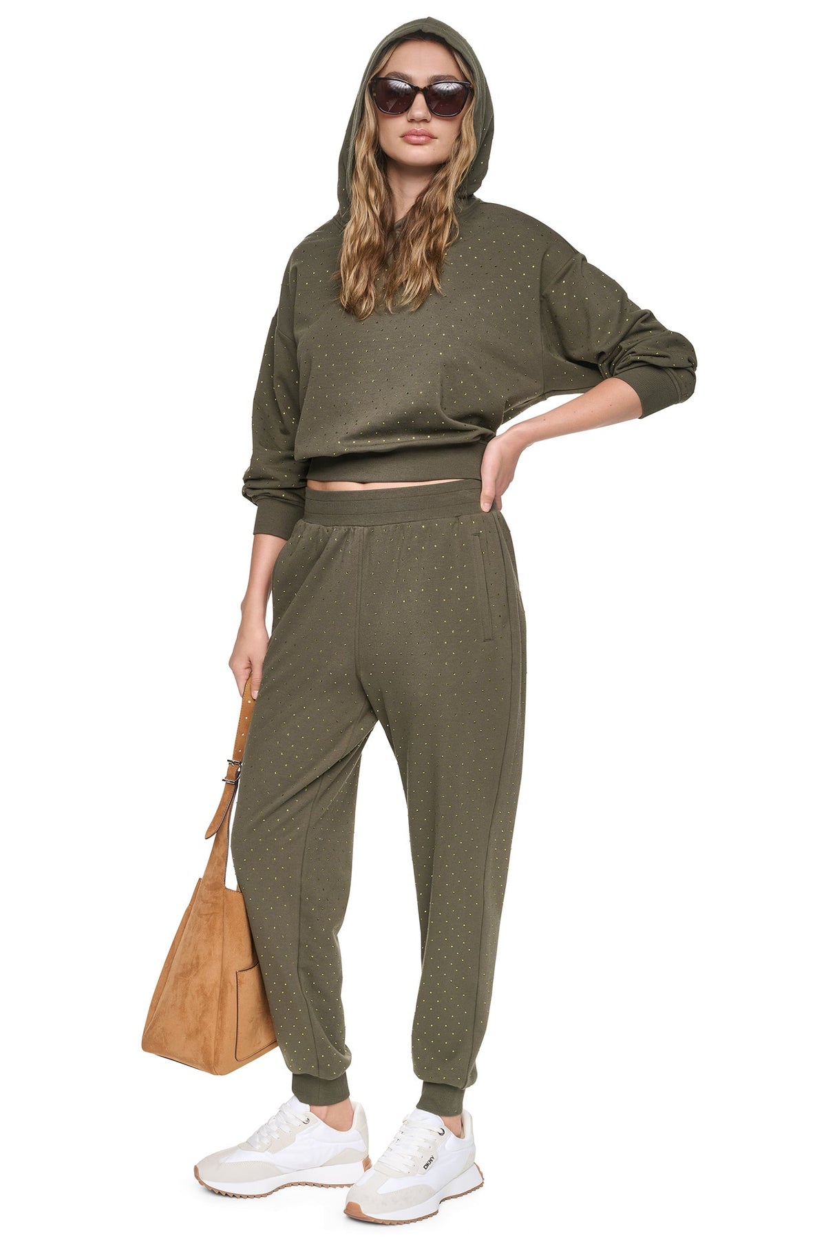 RHINESTONE HOODIE Chestnut/Light Bronze | DKNY