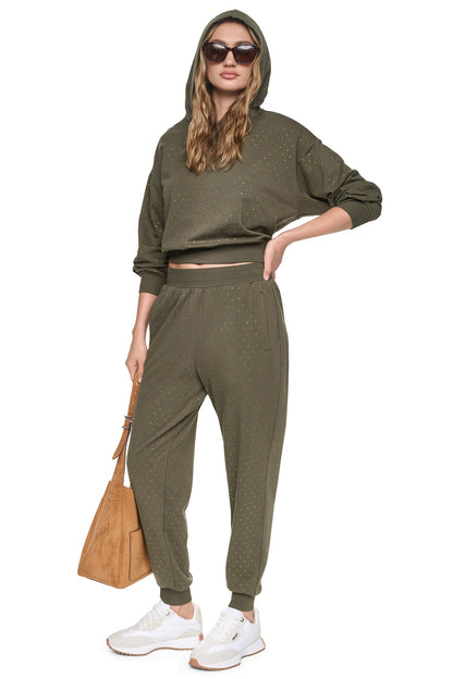 RHINESTONE HOODIE Chestnut/Light Bronze | DKNY