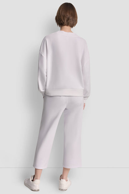 METALLIC BUBBLE LOGO V-NECK PULLOVER White | DKNY