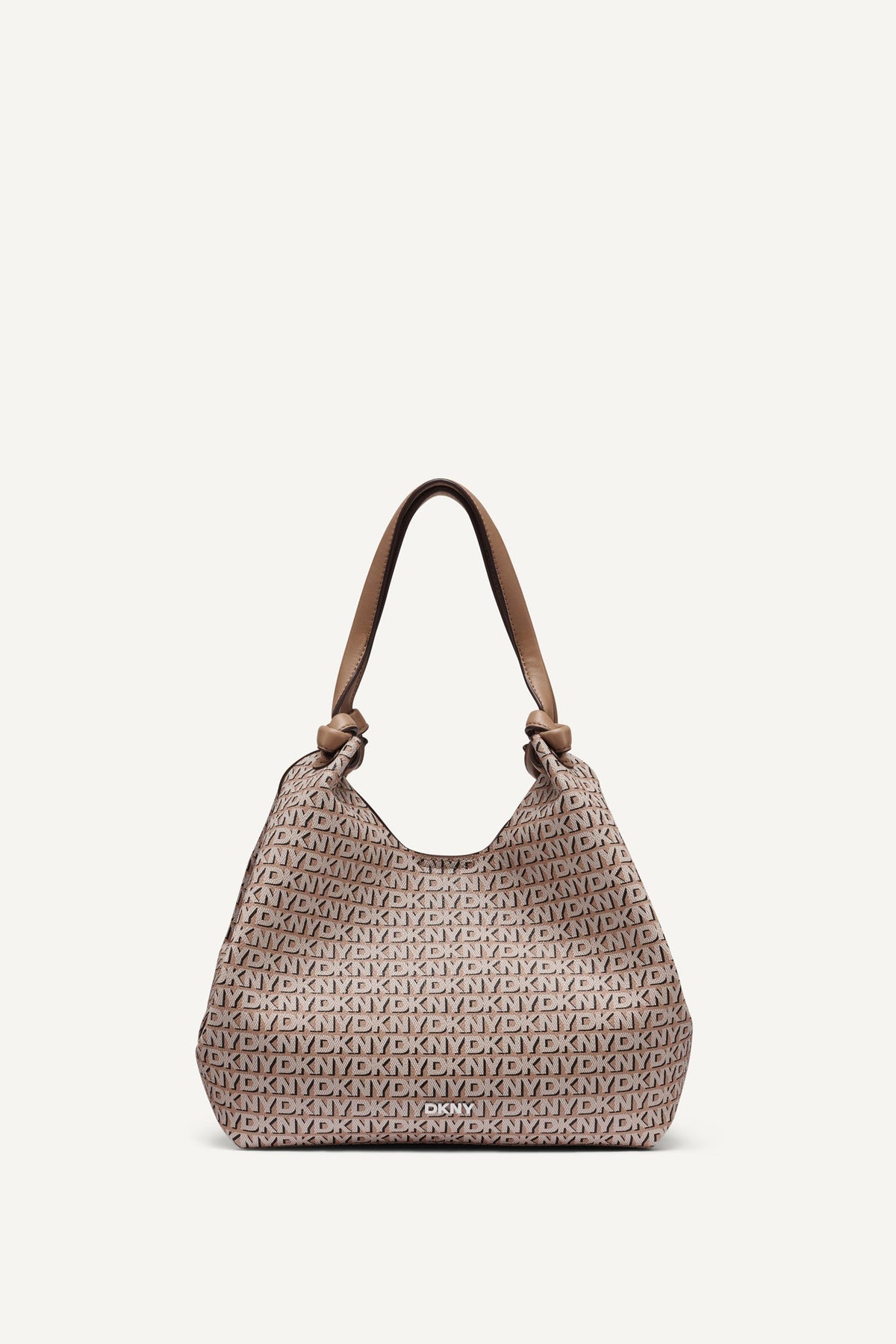 PAULA NEW YORK LOGO MEDIUM COMMUTER TOTE Black/Saddle | DKNY