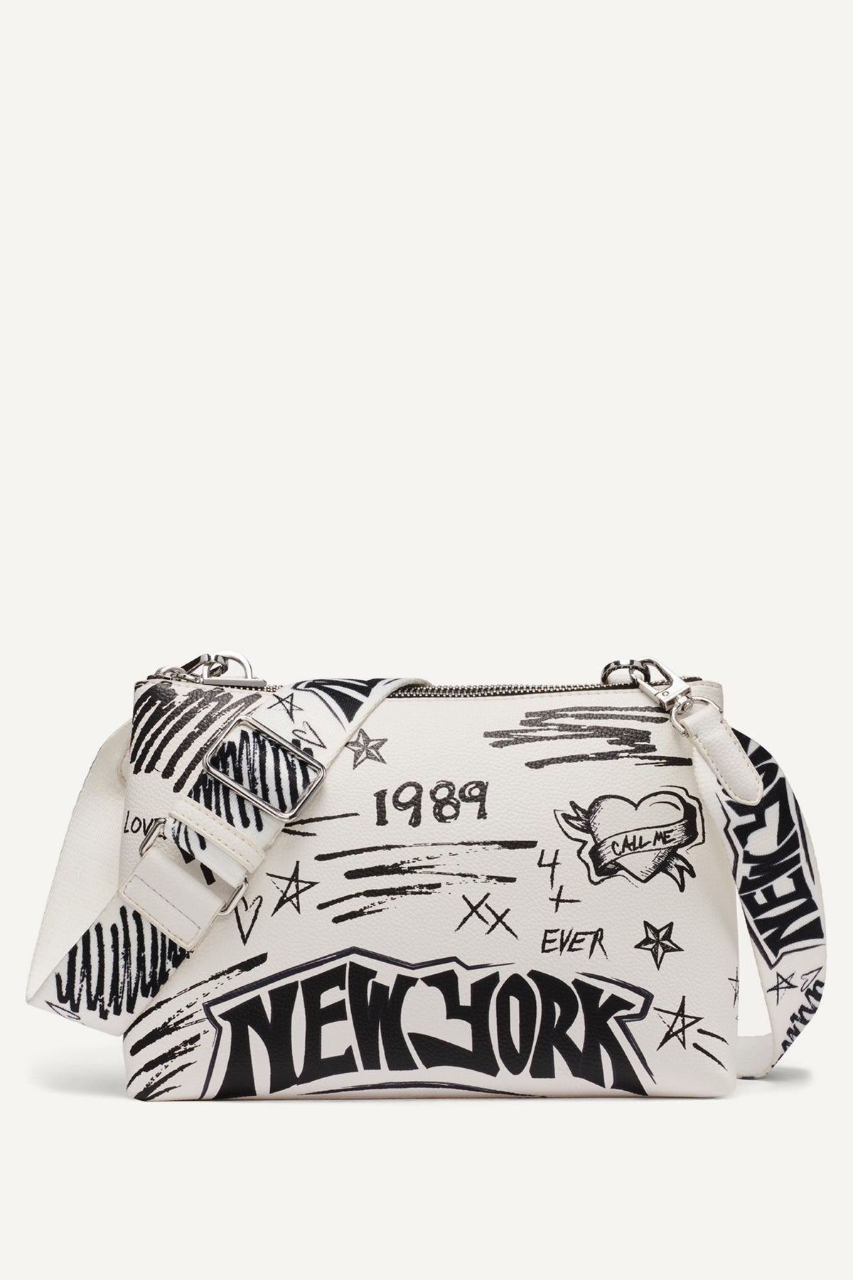 TINSLEY GRAFFITI LOGO CROSSBODY Marshmallow | DKNY