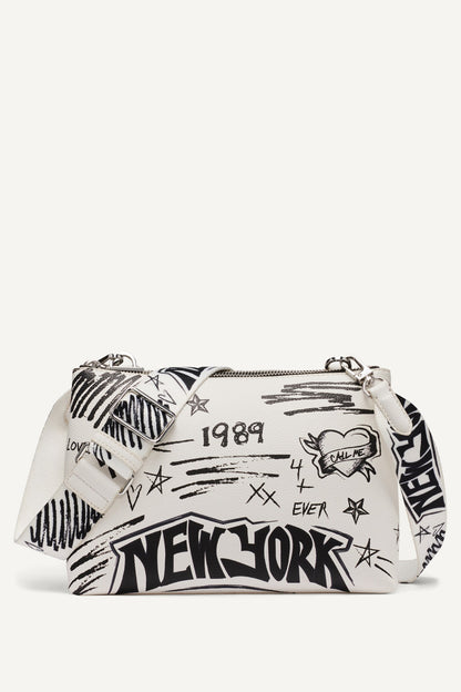 TINSLEY GRAFFITI LOGO CROSSBODY Marshmallow | DKNY