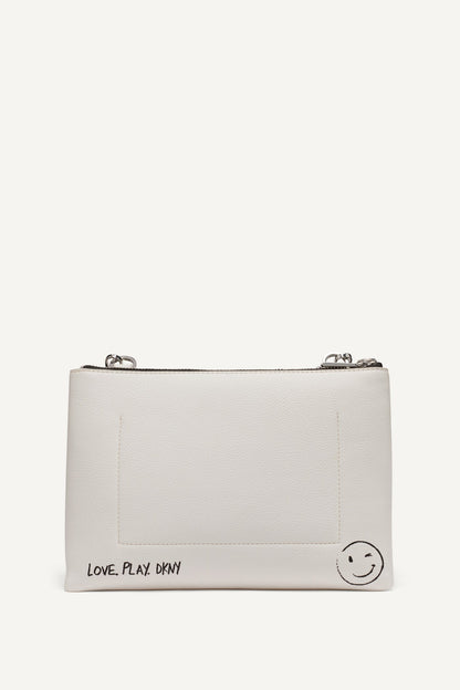 TINSLEY GRAFFITI LOGO CROSSBODY Marshmallow | DKNY