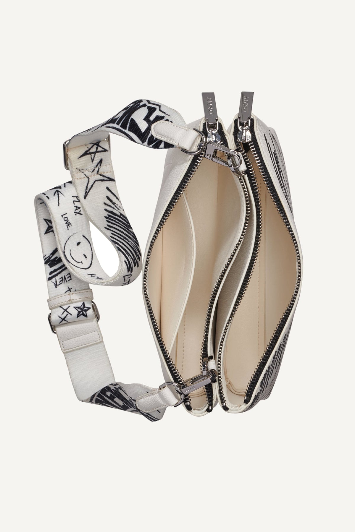 TINSLEY GRAFFITI LOGO CROSSBODY Marshmallow | DKNY
