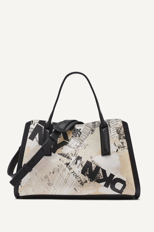 JOSIE NEWSPAPER SATCHEL White/Black | DKNY