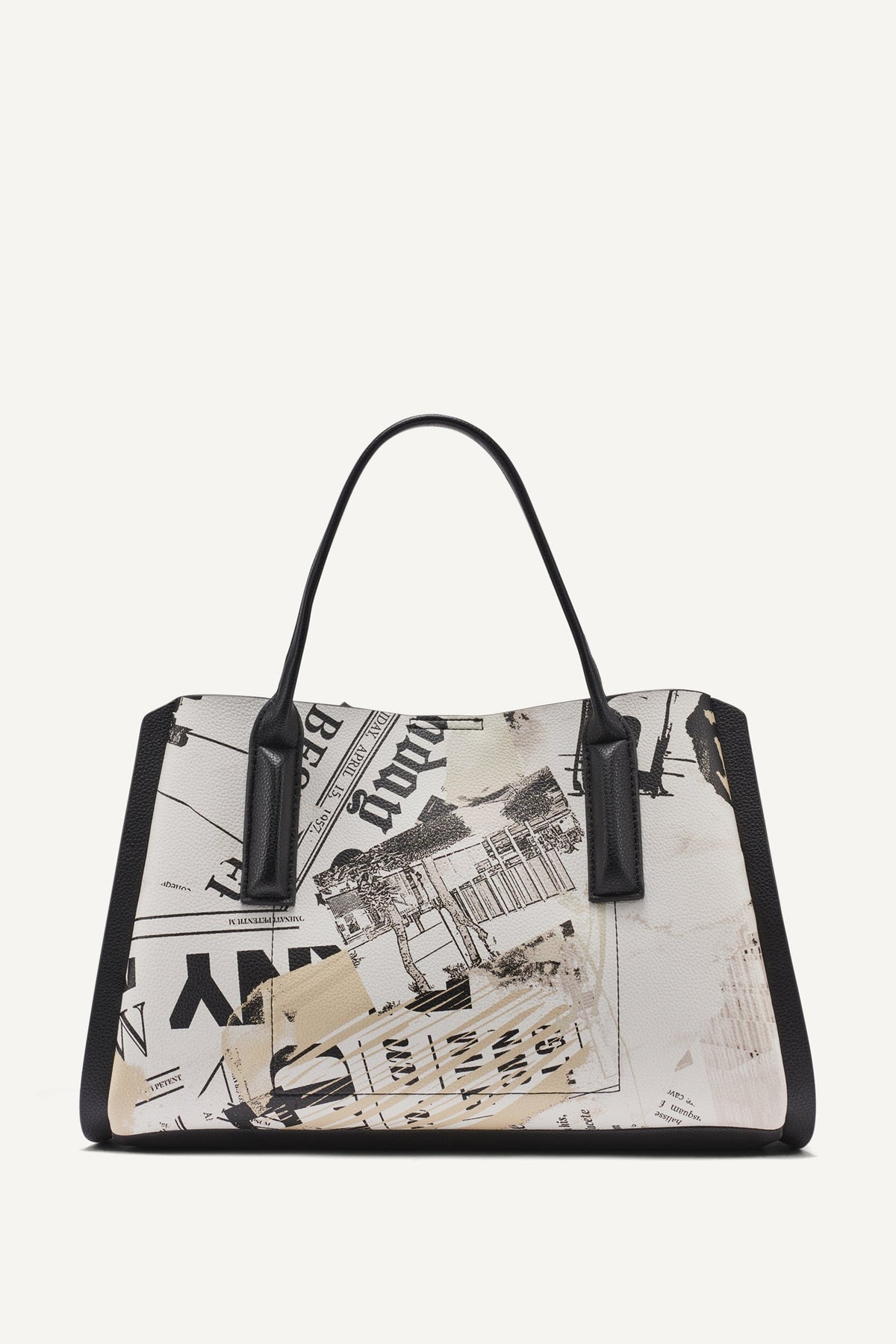 JOSIE NEWSPAPER SATCHEL White/Black | DKNY