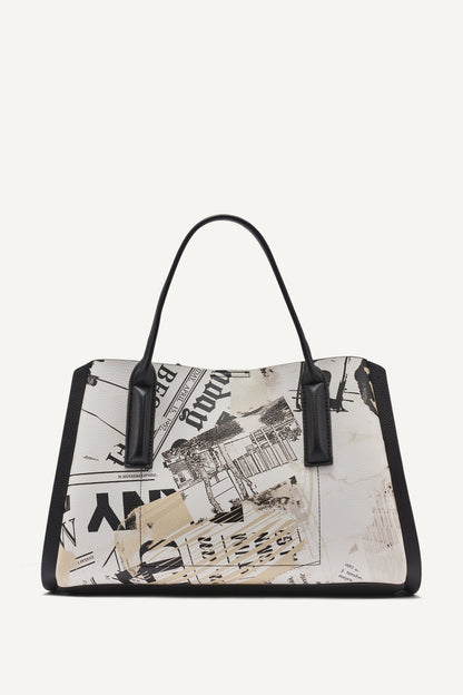 JOSIE NEWSPAPER SATCHEL White/Black | DKNY