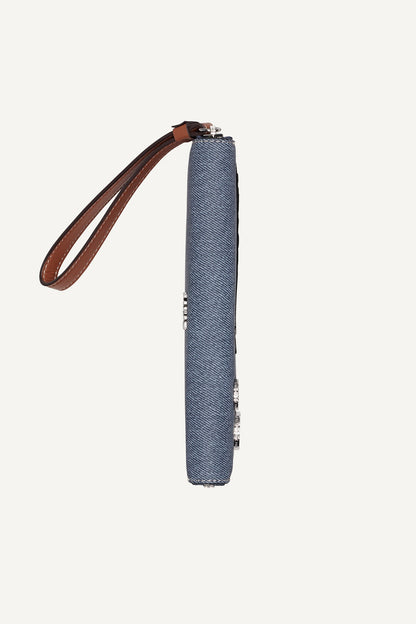 NESSA LARGE ZIP AROUND WALLET Denim | DKNY