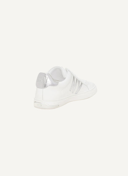 ABENI LOGO LOW-TOP SNEAKER WHITE/SILVER | DKNY