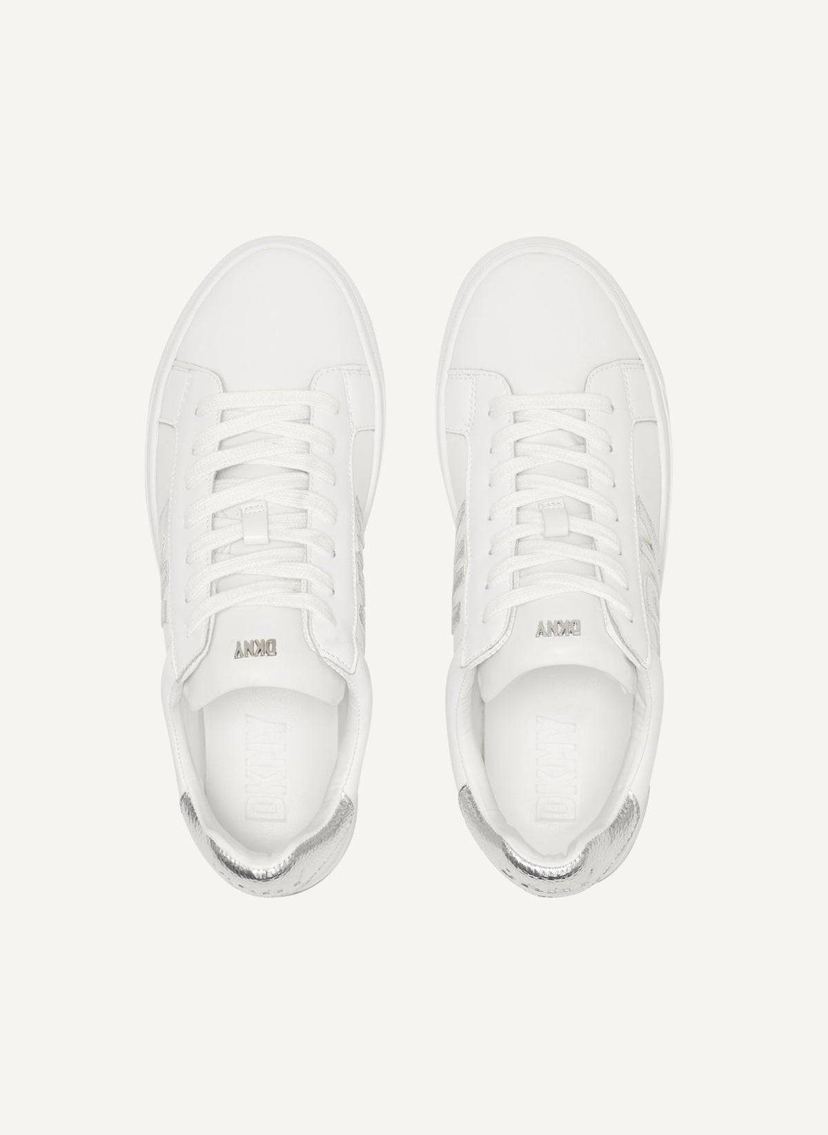 ABENI LOGO LOW-TOP SNEAKER WHITE/SILVER | DKNY
