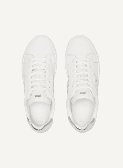 ABENI LOGO LOW-TOP SNEAKER WHITE/SILVER | DKNY
