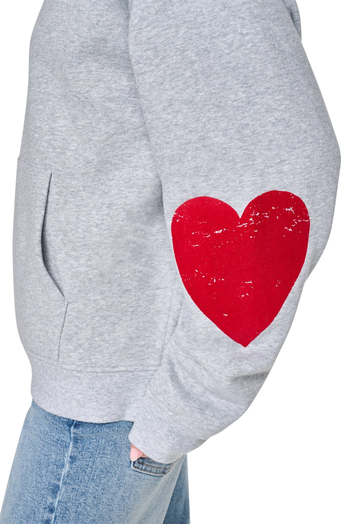 OVERSIZED BIG APPLE LOGO HOODIE Pearl Grey Heather/Clear Ruby | DKNY