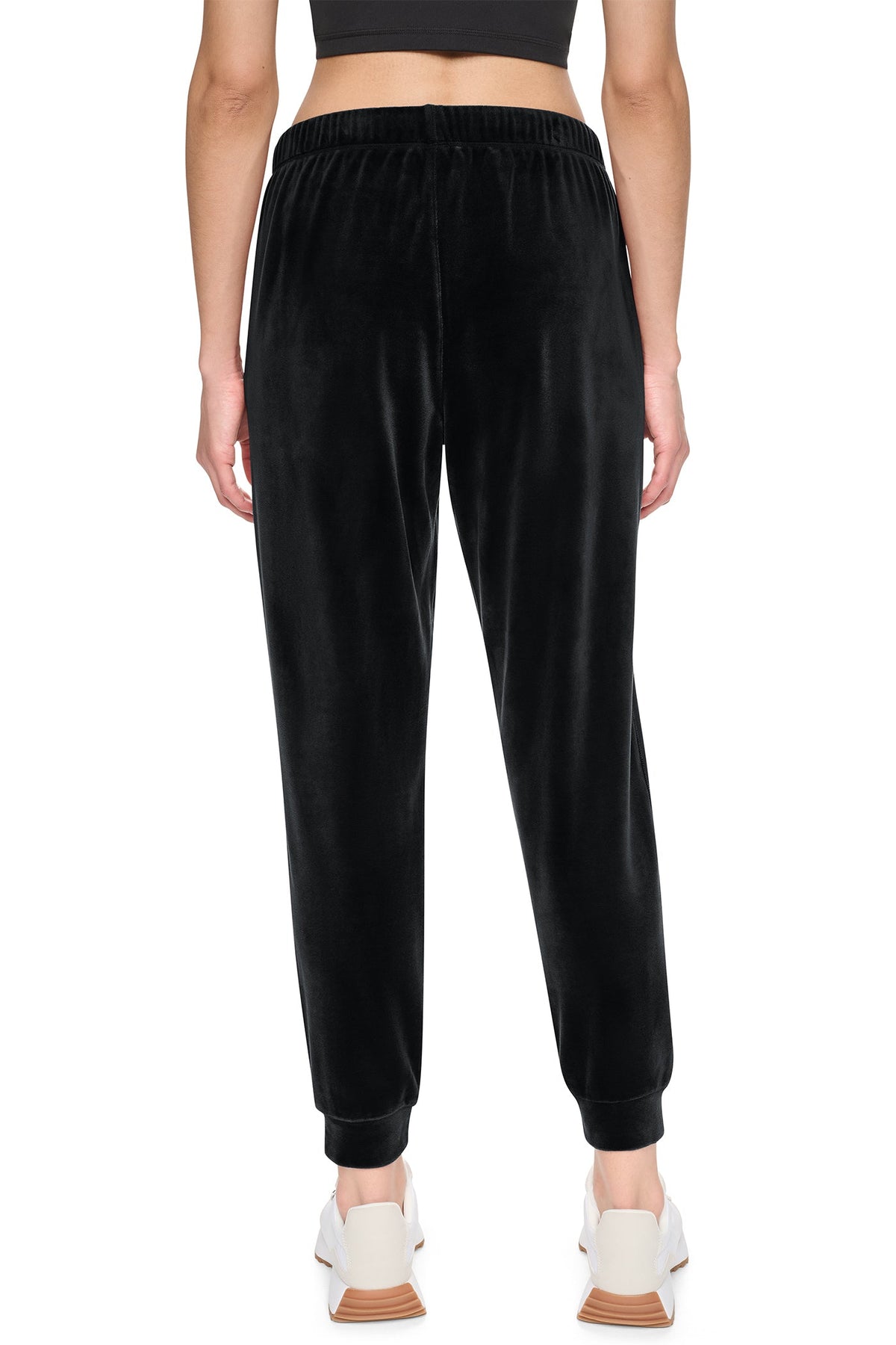 VARSITY VELOUR RHINESTONE LOGO MID-RISE JOGGER Espresso | DKNY