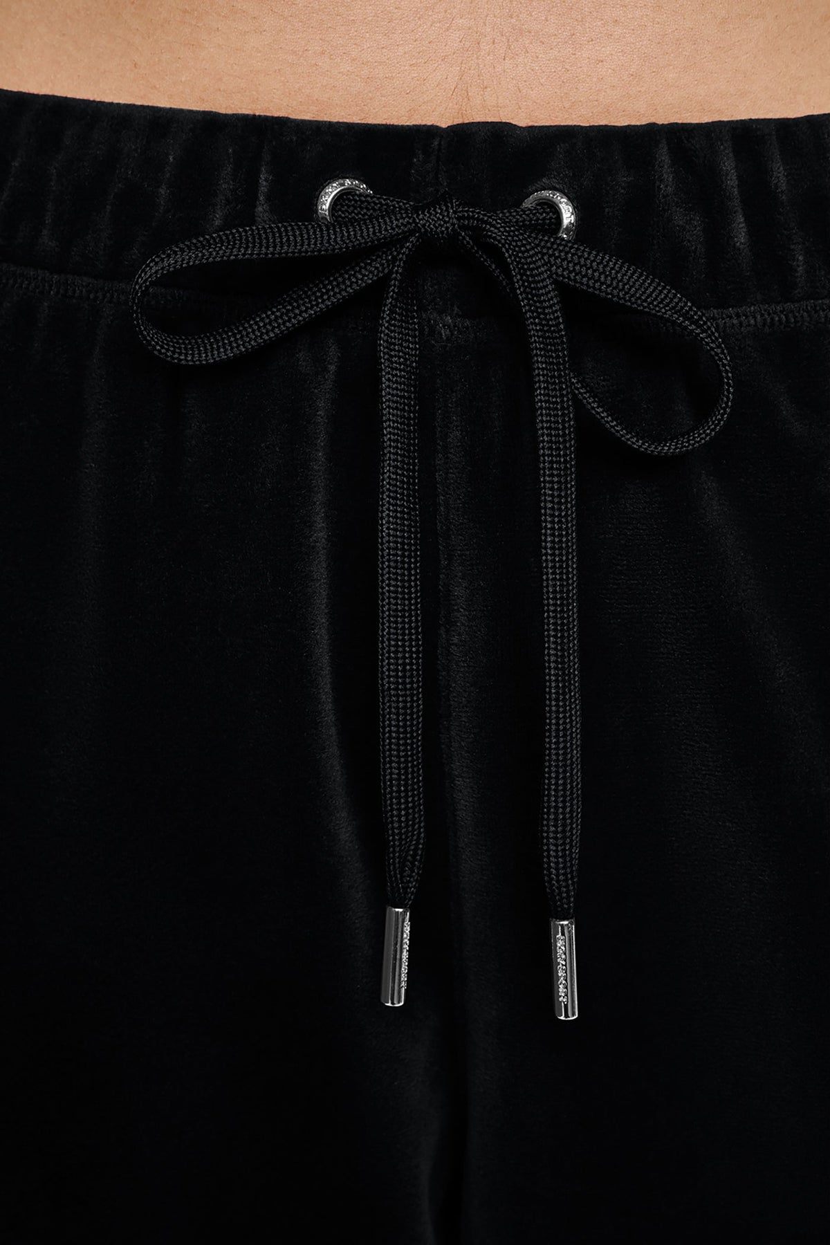 VARSITY VELOUR RHINESTONE LOGO MID-RISE JOGGER Espresso | DKNY