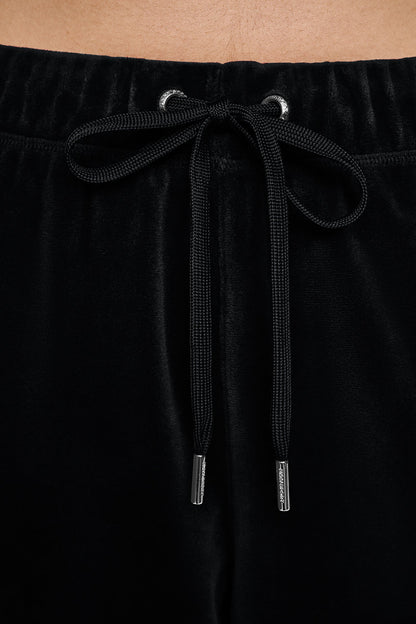 VARSITY VELOUR RHINESTONE LOGO MID-RISE JOGGER Black | DKNY
