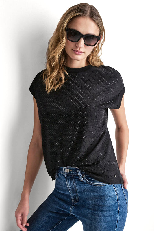 RHINESTONE EMBELLISHED TANK TOP Black | DKNY