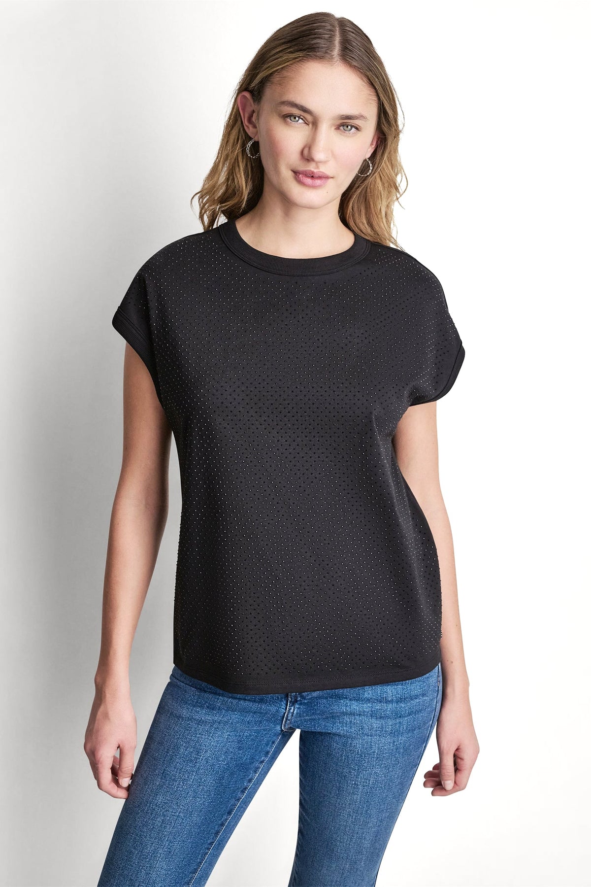 RHINESTONE EMBELLISHED TANK TOP Black | DKNY