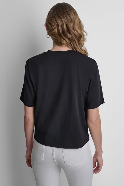 CRYSTAL BORDER LOGO GRAPHIC TEE Black | DKNY