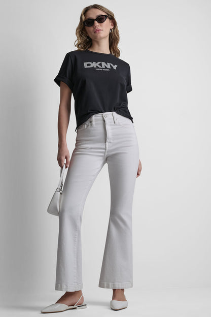 CRYSTAL BORDER LOGO GRAPHIC TEE Black | DKNY