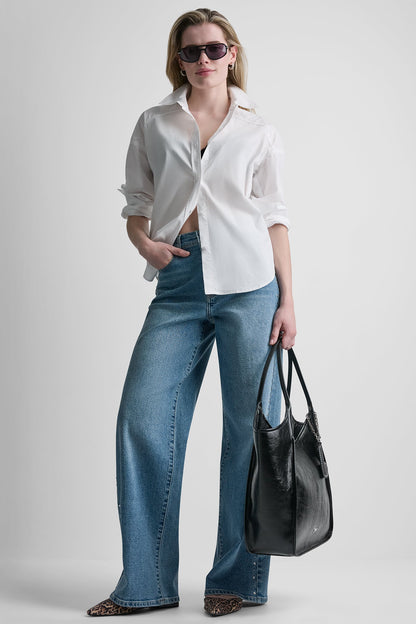 BUTTON FRONT SHIRT WITH FITTED BACK White | DKNY