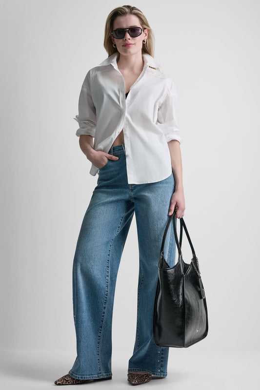 BUTTON FRONT SHIRT WITH FITTED BACK White | DKNY