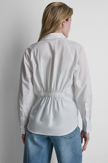 BUTTON FRONT SHIRT WITH FITTED BACK White | DKNY