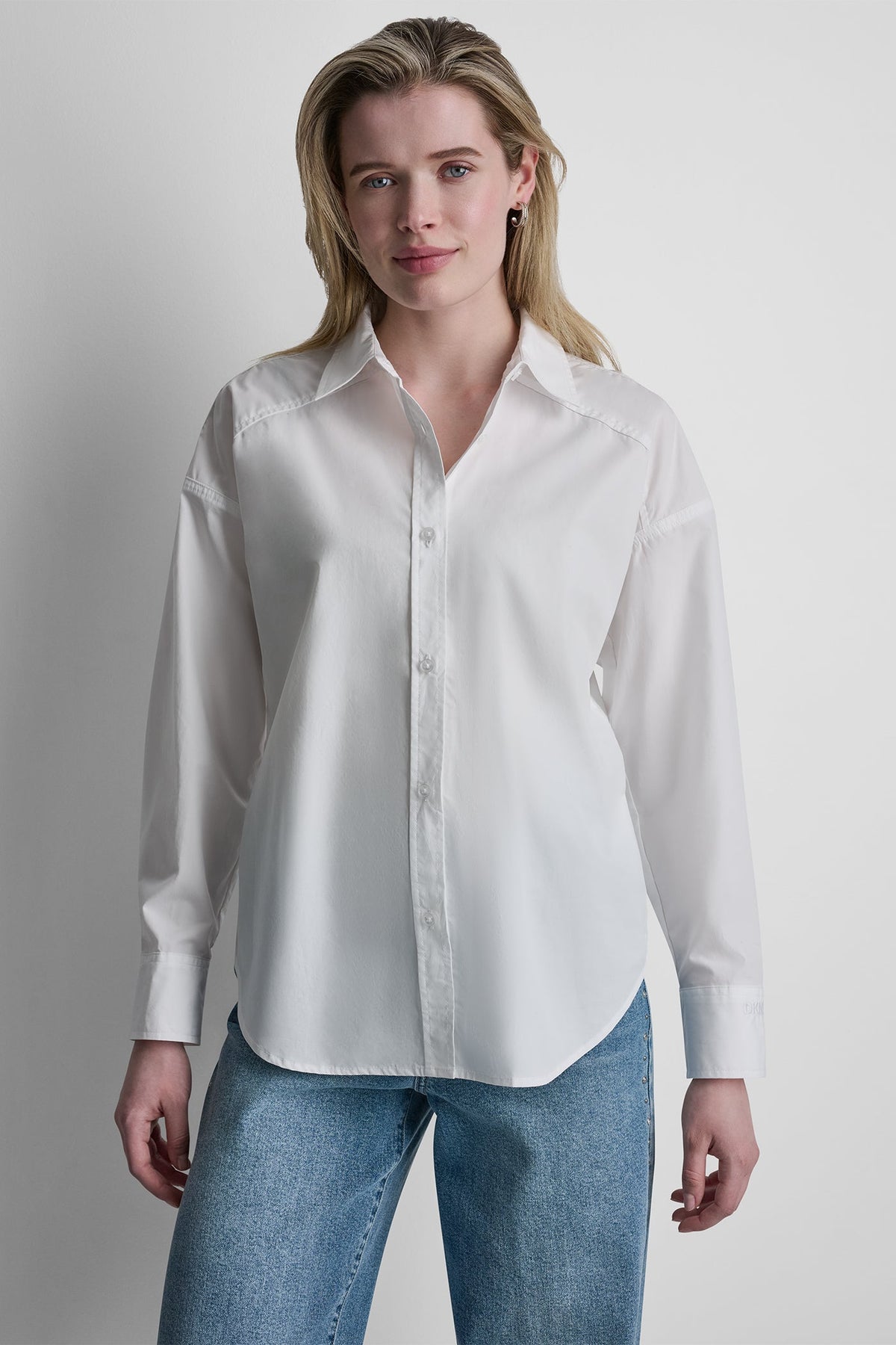 BUTTON FRONT SHIRT WITH FITTED BACK White | DKNY