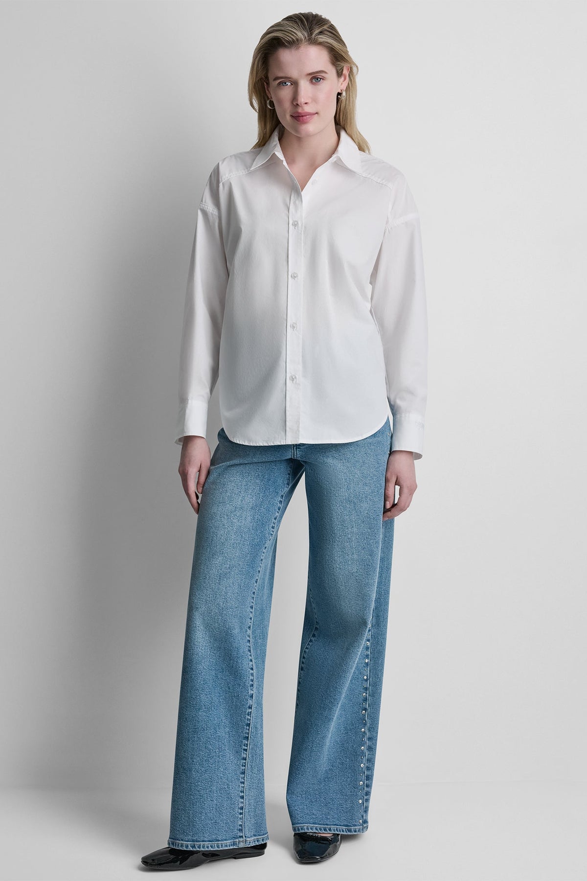 BUTTON FRONT SHIRT WITH FITTED BACK White | DKNY