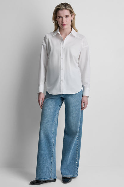 BUTTON FRONT SHIRT WITH FITTED BACK White | DKNY