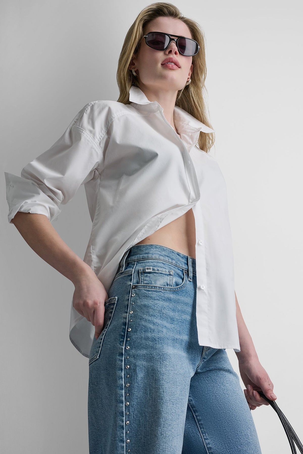 BUTTON FRONT SHIRT WITH FITTED BACK White | DKNY