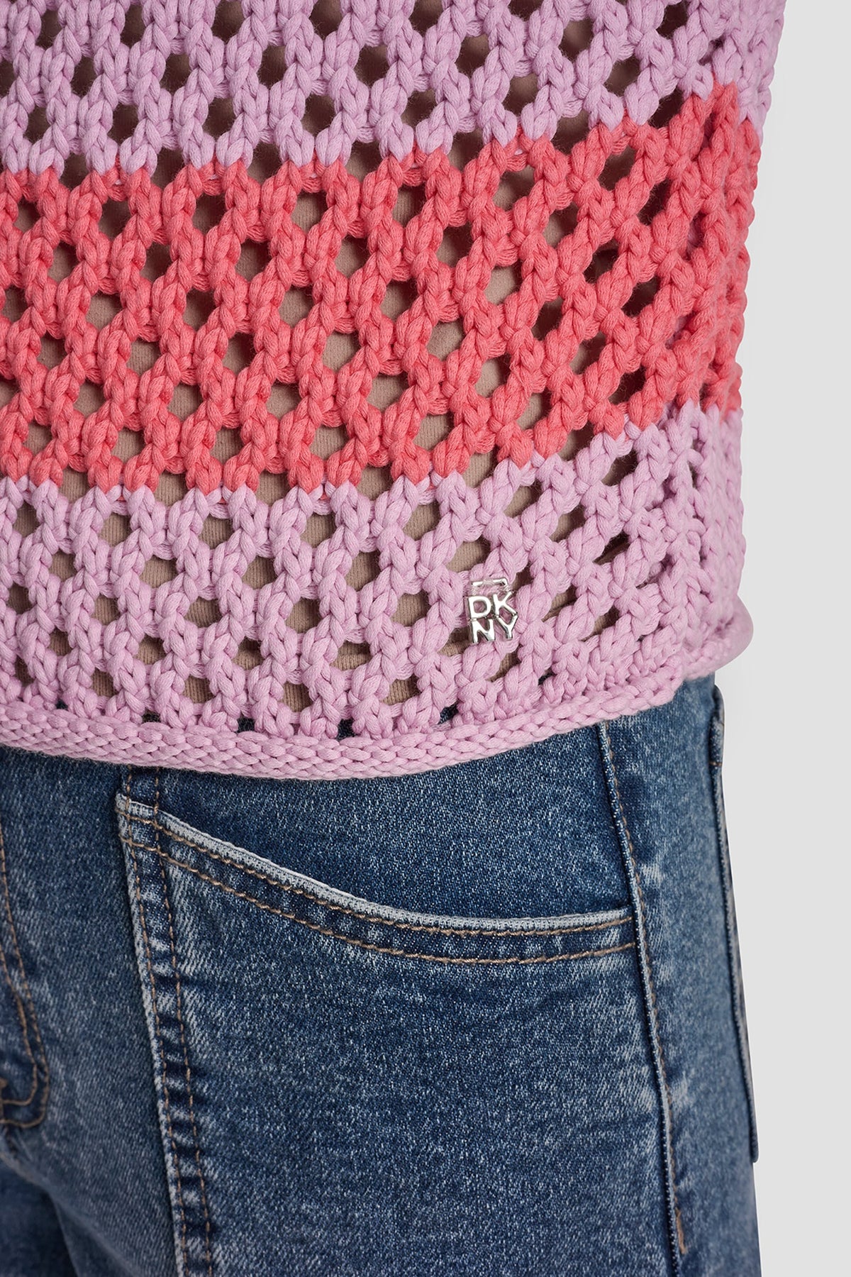 OPEN STITCH STRIPE SWEATER Pastel Yellow/Pebble | DKNY