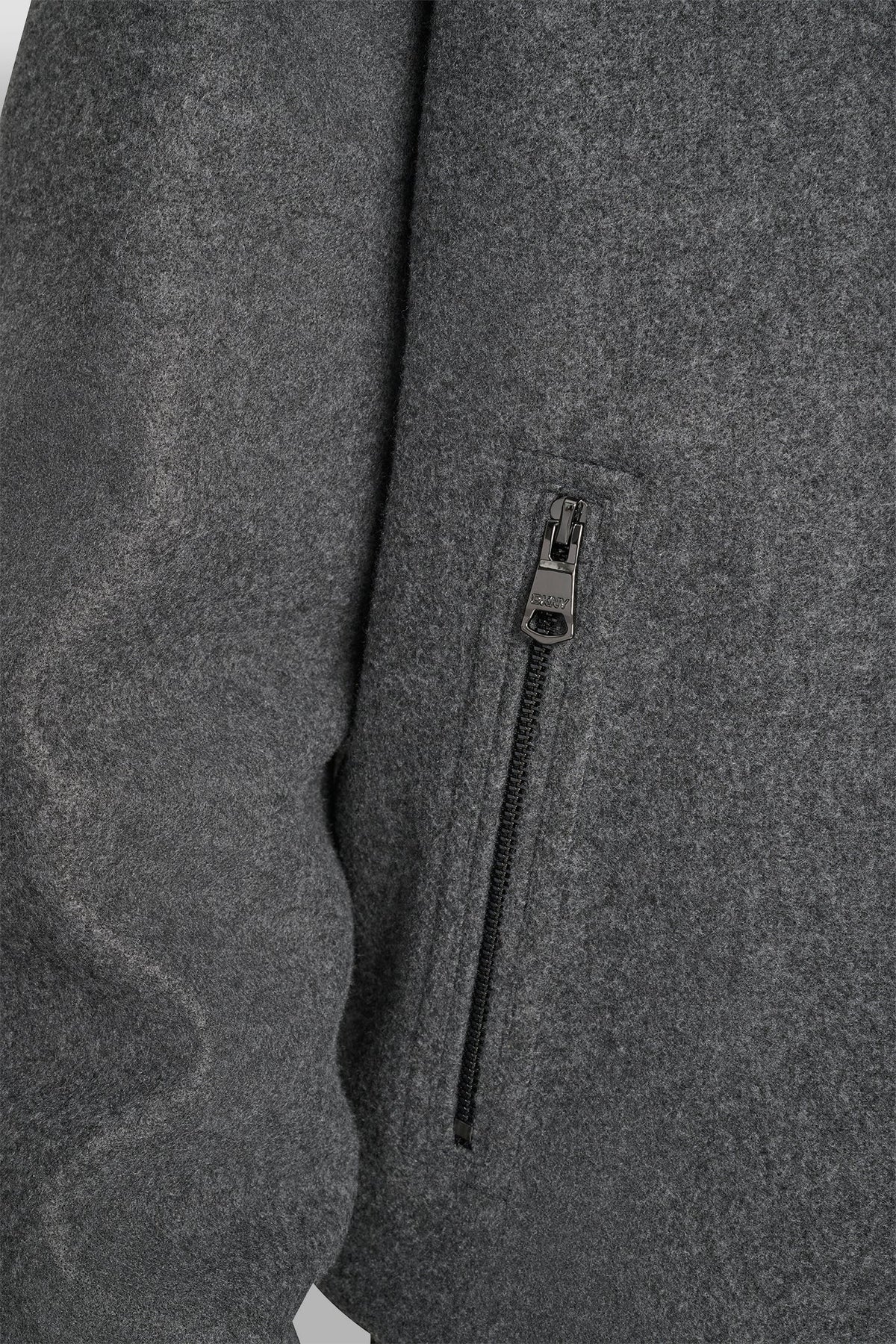 FAUX WOOL BOMBER WITH HOODED BIB Black | DKNY