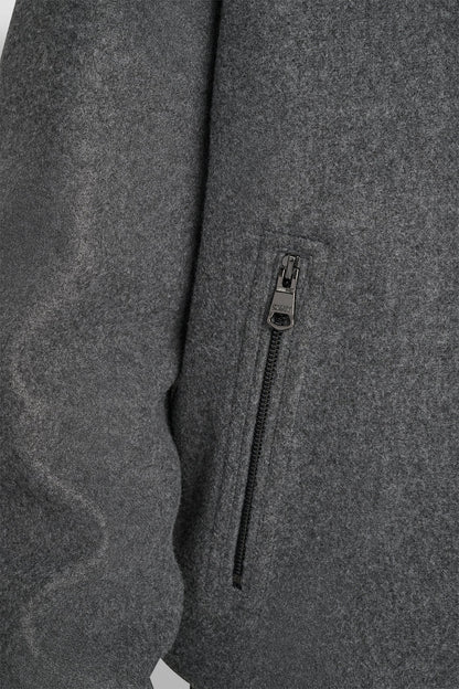 FAUX WOOL BOMBER WITH HOODED BIB Black | DKNY