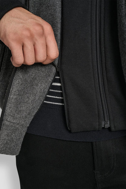 FAUX WOOL BOMBER WITH HOODED BIB Grey | DKNY