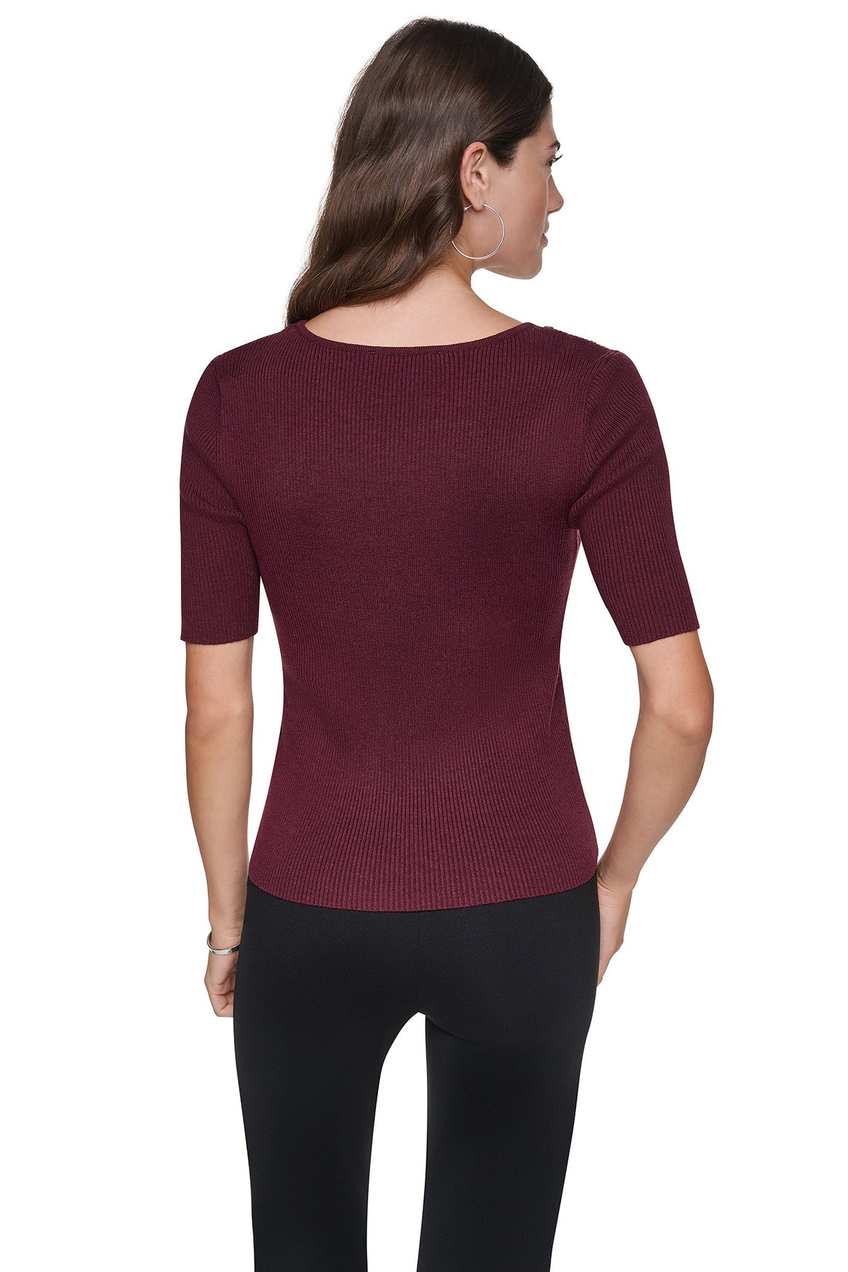 ASYMMETRIC NECK STUDDED SWEATER Putty | DKNY