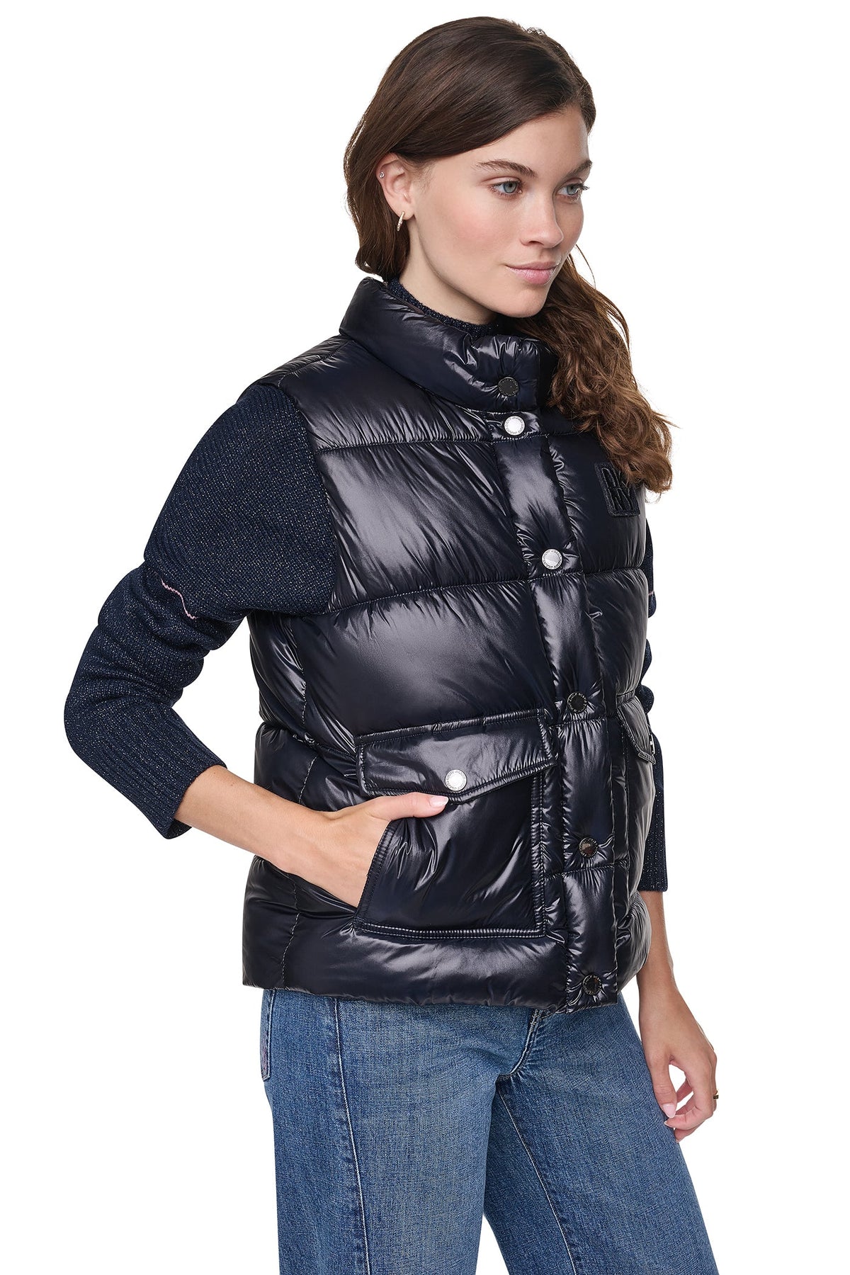 PUFFER VEST Metallic Dark Navy | DKNY