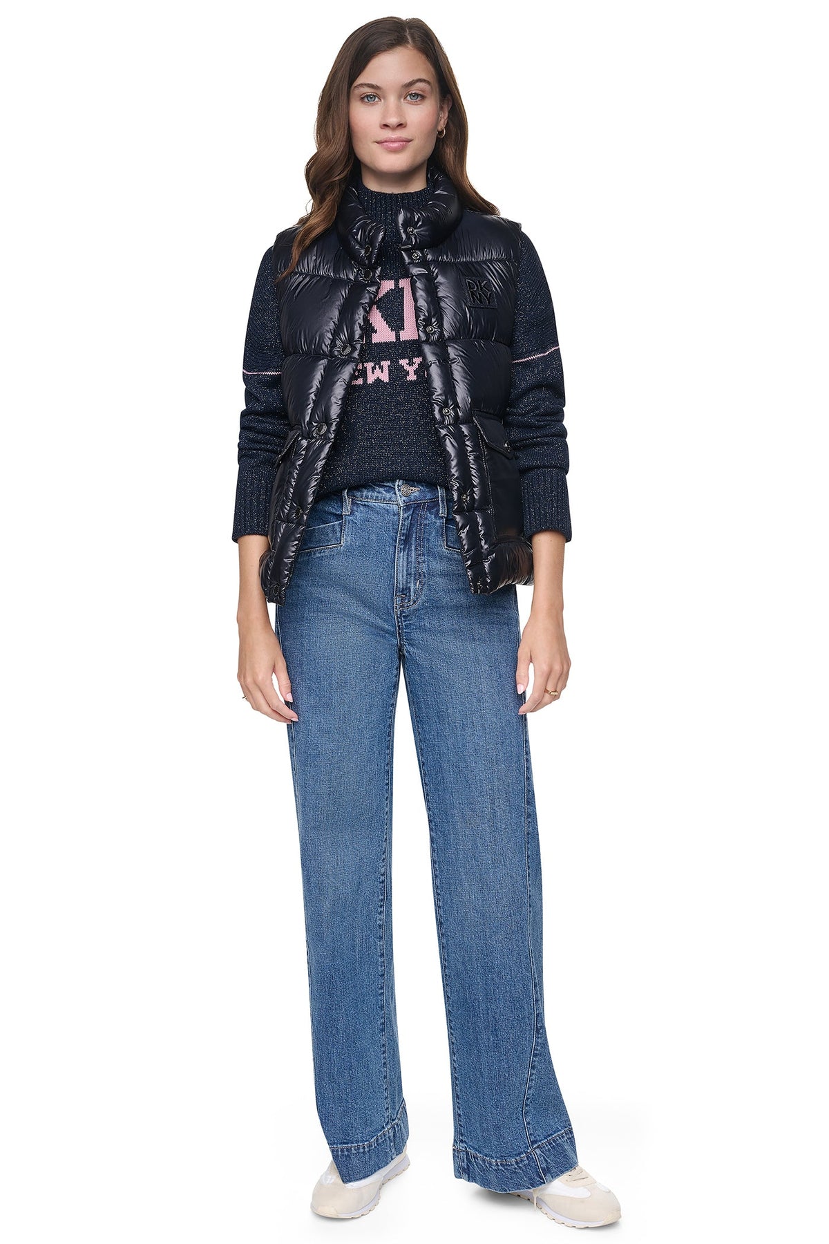 PUFFER VEST Metallic Dark Navy | DKNY