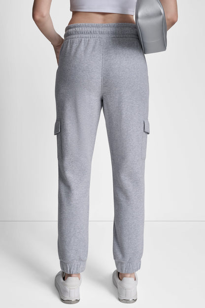 METALLIC BUBBLE LOGO SLIM FIT FLEECE CARGO JOGGER Pearl Grey Heather | DKNY