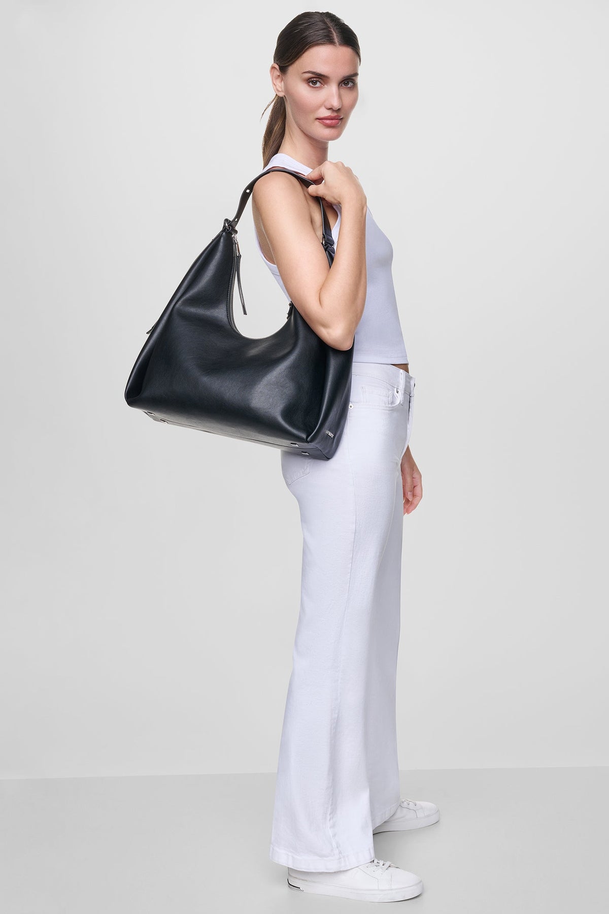 ELICIA LARGE HOBO BAG Light Taupe | DKNY