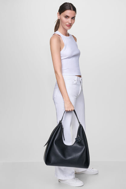 ELICIA LARGE HOBO BAG Light Taupe | DKNY