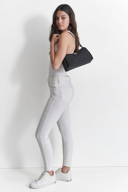 REMY LOGO SHOULDER BAG JET BLACK/BLACK | DKNY