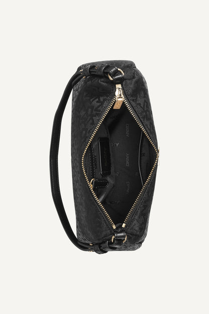 REMY LOGO SHOULDER BAG JET BLACK/BLACK | DKNY