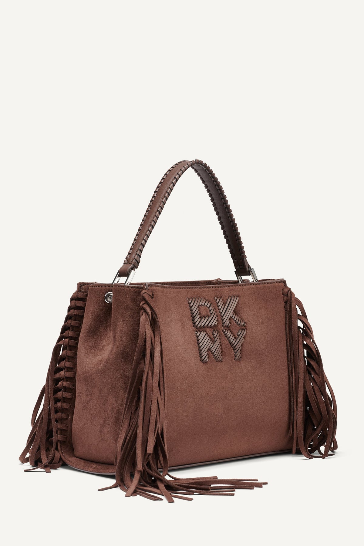FOSTER MEDIUM FRINGE SATCHEL Chocolate | DKNY
