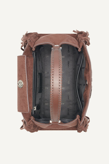 FOSTER MEDIUM FRINGE SATCHEL Chocolate | DKNY