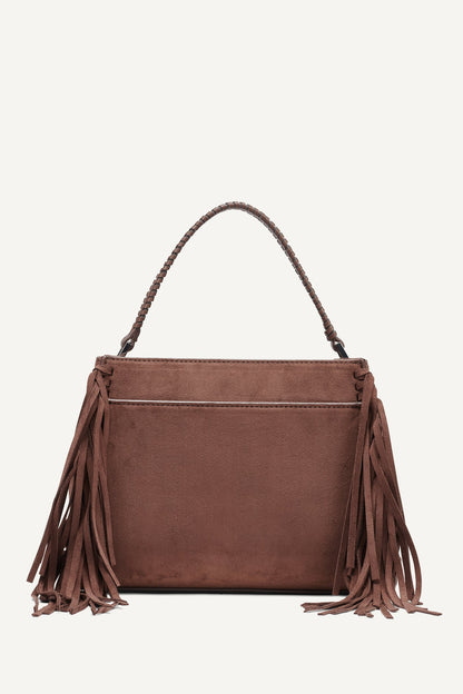 FOSTER MEDIUM FRINGE SATCHEL Chocolate | DKNY