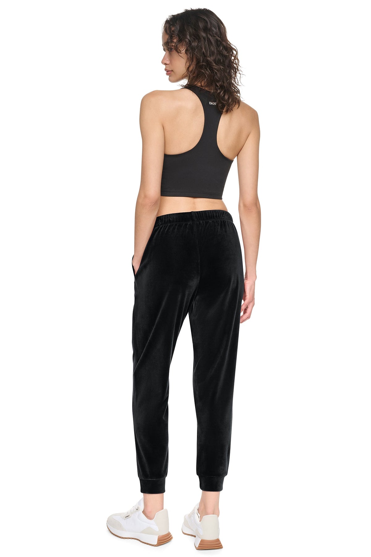VARSITY VELOUR RHINESTONE LOGO MID-RISE JOGGER Peacoat | DKNY