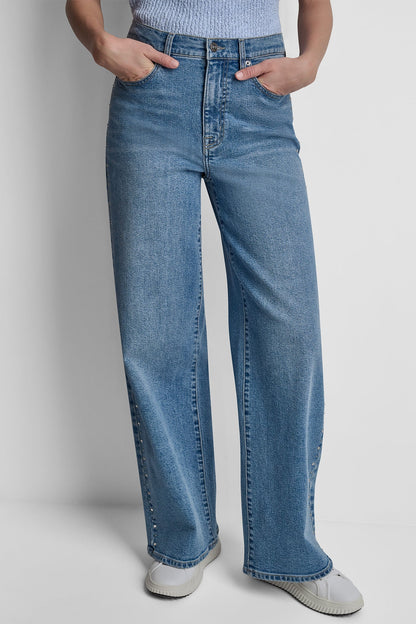 HIGH-RISE RHINESTONE STUD WIDE LEG Gramercy | DKNY