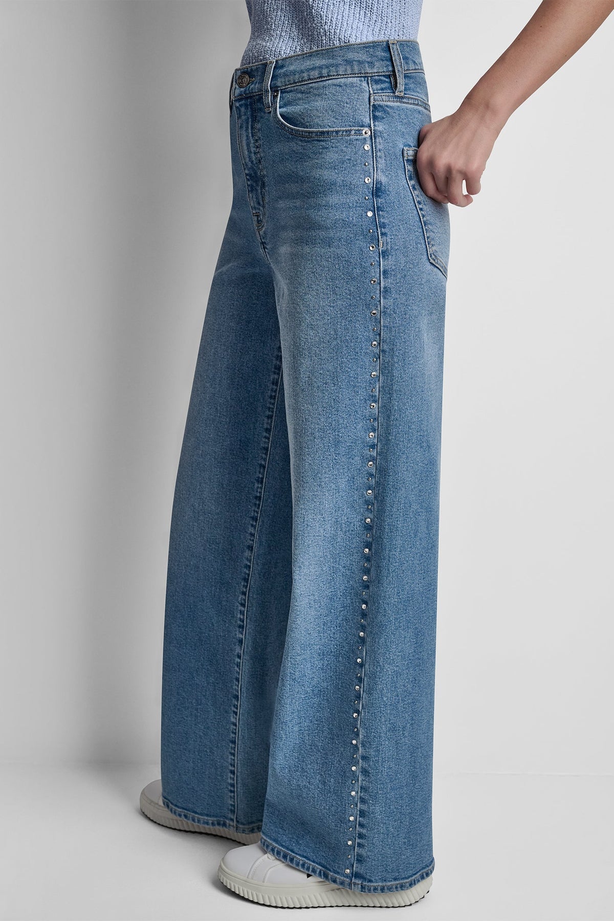 HIGH-RISE RHINESTONE STUD WIDE LEG Gramercy | DKNY